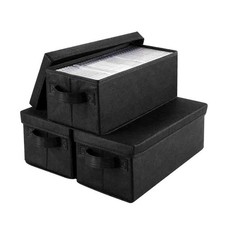 3X CD Storage Box Stackable CD Organizer Holds 105 Cases 14.37 x 5.5 x 6.3 in