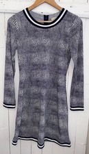 Michael Kors NWT Women’s Sz Sm Navy White Sleek A-Line Dress Long Sleeve Zipper