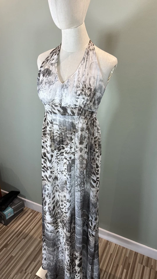 Maxi Vestido Para Mujer Roberto Cavalli Vintage Seda Estampado Animal Talla S Foto 4 de 4