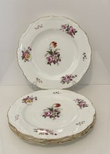 VTG Beautiful Set Of 4 Hand Painted Florals Dinner Plates Diameter 10” No Mark#8