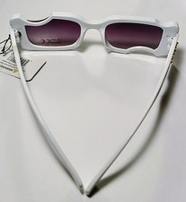 Men s Rectangle Sunglasses White Plastic Frame Purple Tinted Lens UV400 M718