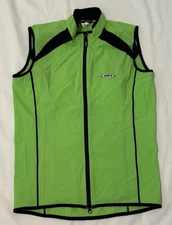 Louis Garneau Tex Stretch Cycling Vest Reflective Lime Green Full Zip 3 Pocket M