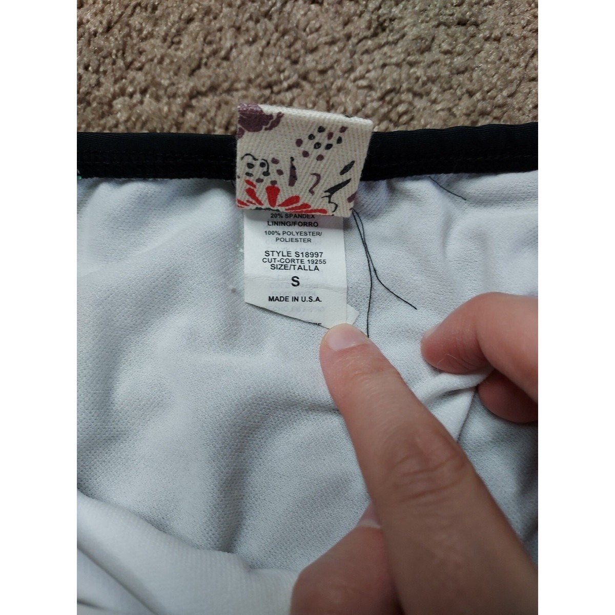 NWT Junior's Small Split Black & White Embroidered Hipster Bikini