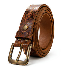 Men's Full Grain Leather Dress Belt Genuine Cowhide Westren Handmade Brown