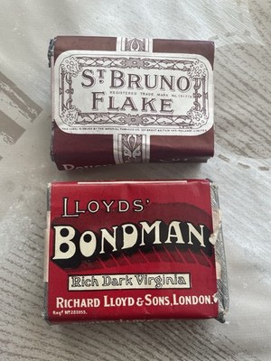 Original Vintage 2x St Bruno Flake & Lloyd's Bondman Pfeifentabak Leerpackungen