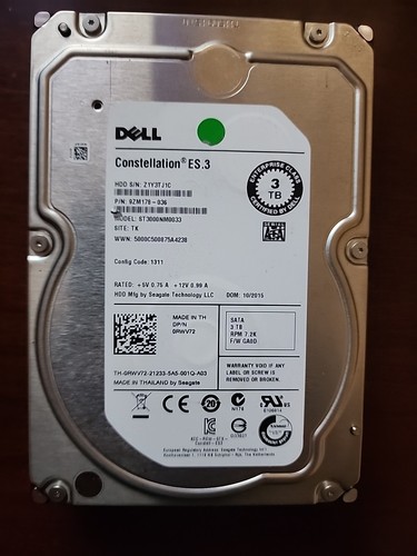 Seagate / Dell Constellation ES.3 ST3000NM0033 / 0RWV72 3TB 7200 RPM 128MB Cac