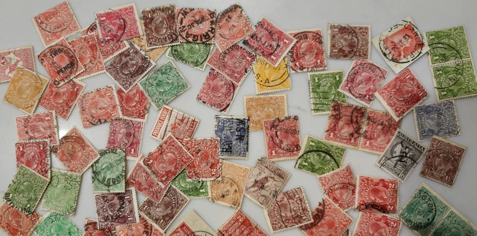 Vintage Big Collection of Stamps From Pre Decimal Australia #0420 - image 4 of 4