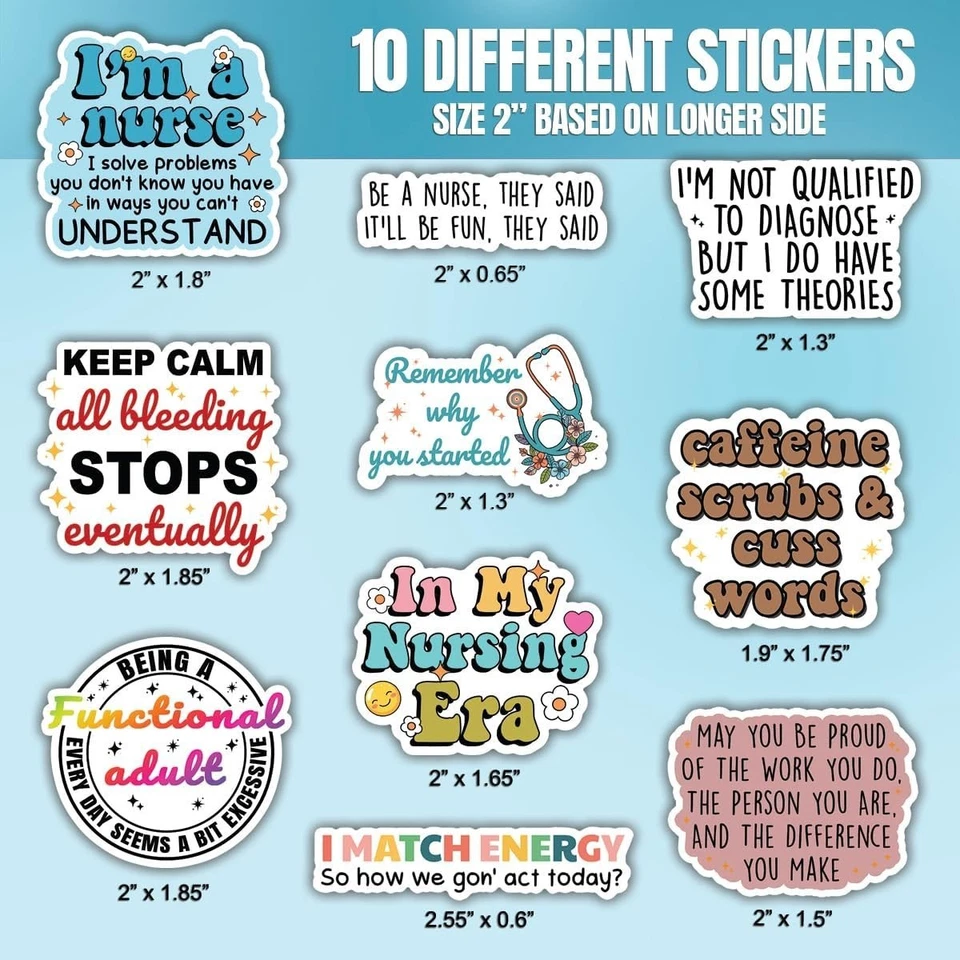 10pcs Nurse Sticker, Inspirational Nurse, Motivational Nursing, Healthcare Hero - Image 2 of 4