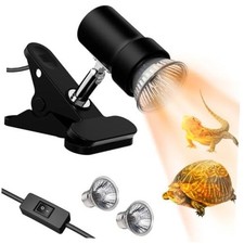 Reptile Heat Lamp, Rotatable UVA/UVB Light with 2pcs A Lamp Kit Black 