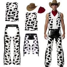 Mens Halloween Western Cowboy Cosplay Costume Cowboy Fringed Chaps Shorts/Pants