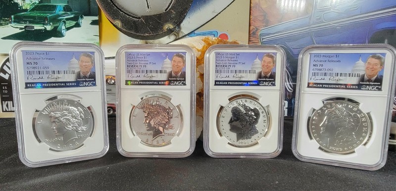 2023 S Morgan & Peace 4-PC  Silver Dollar Set PF-70/ Ms -70 NGC Anna Cabral Sig 