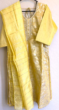 Festive yellow 3 piece Salwar Kameeze set XXL 44 Size with bead work