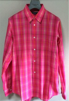 USED COMME DES GARCONS HOMME PLUS PINK CHECK LONG-SLEEVE SHIRT, SIZE (PINK PAN
