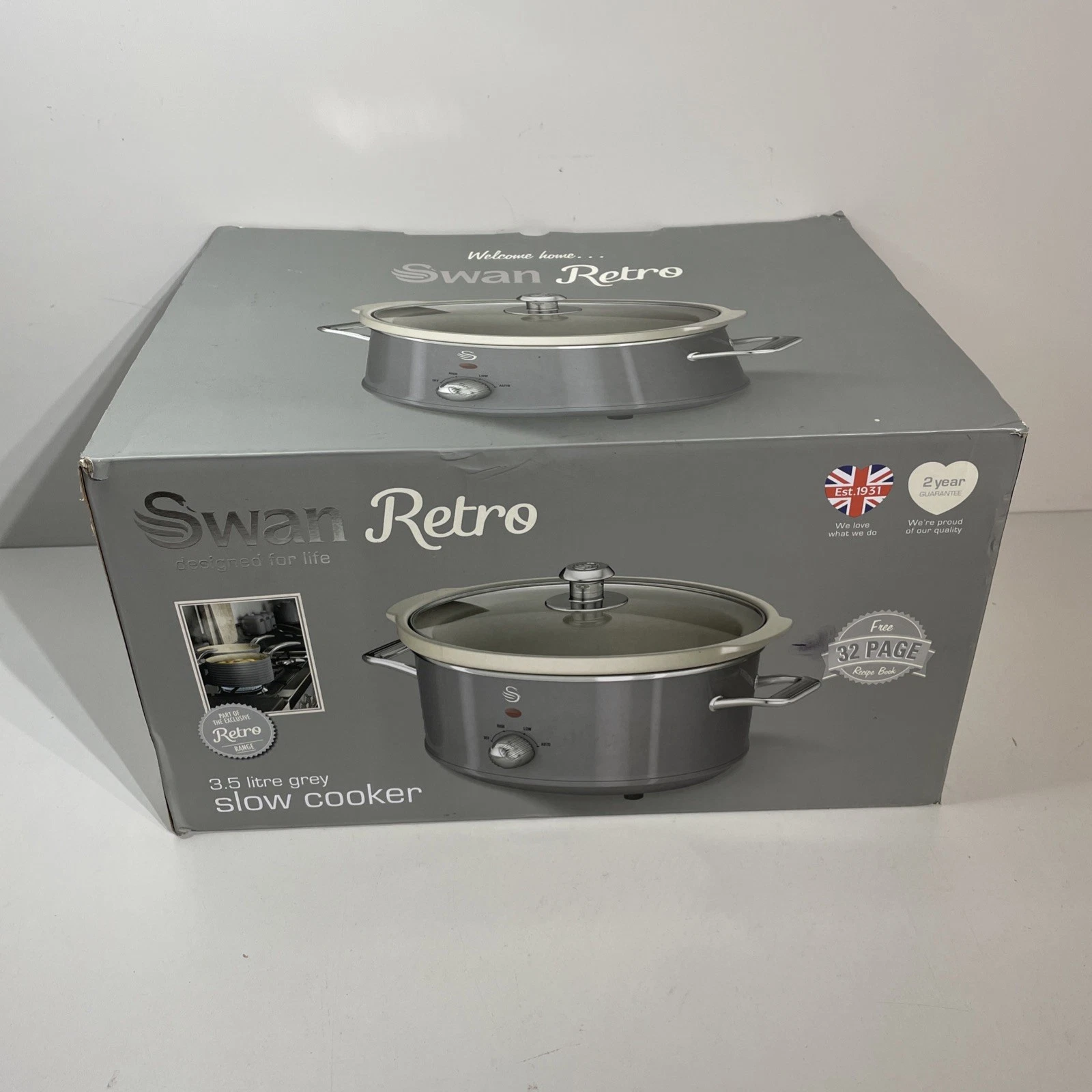 Swan Retro 3.5 Litre Slow Cooker - Grey