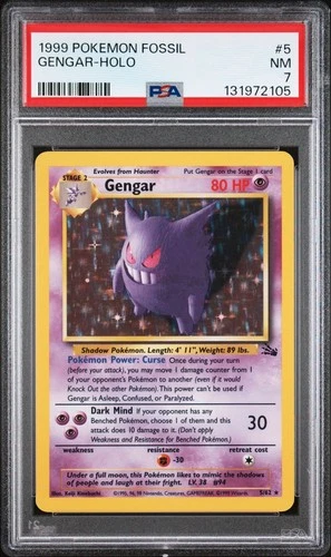 1999 Pokemon Fossil Gengar #5 Holo PSA 7 NM