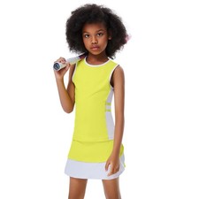 Girls Sleeveless Outfit Sports Dress Tennis Golf Skirts with Shorts Pockets S...