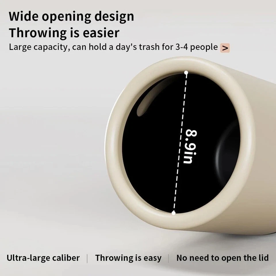 12L Small Garbage Can, Bathroom Plastic Cute Cat Trash Bin w/ Swing Lid & Wheel - Image 3 of 4