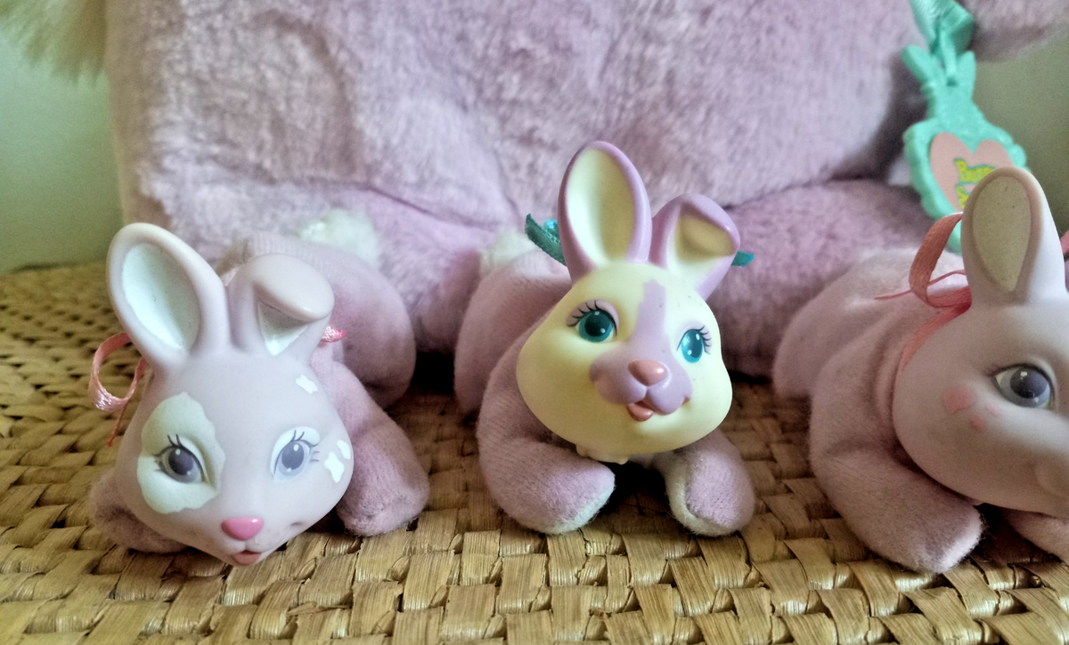 Vintage 90s 1992 Hasbro Pink Purple Bunny Surprise Plush Stuffed