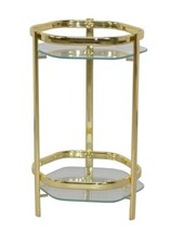 Metall Blumenständer Pflanzständer Messingfarben, mit 2 Glasplatten, Höhe 45 cm