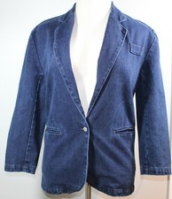 Vintage Jordache Jean Blazer Denim Woman Size S 1980'S, Dark Wash, Lapels Vtg