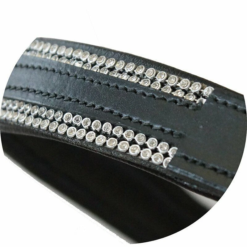 Gepolstertes Lederhalfter mit Strasssteinen Leder Halfter Showhalfter STRASS - Bild 2 von 2