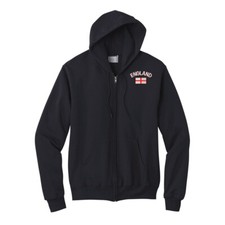 England flag embroidered full zip hoodie, world country embroidered hoodie