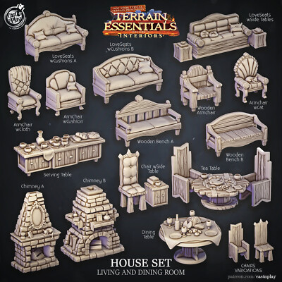 Haus Set Wohn- und Esszimmer Interieur Gelände Essentials CastNPlay D&D