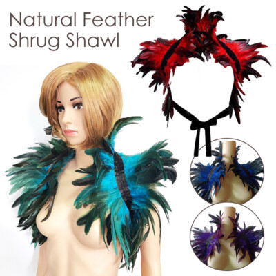 Feather Shrug Shawl Shoulder Wraps Cape Gothic Collar Cosplay Party Body Cage