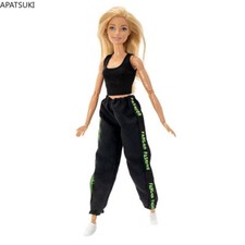 Black Fashion Doll Clothes Set for 11.5" Doll Outfits Sports Wear 1/6 Tank Pants