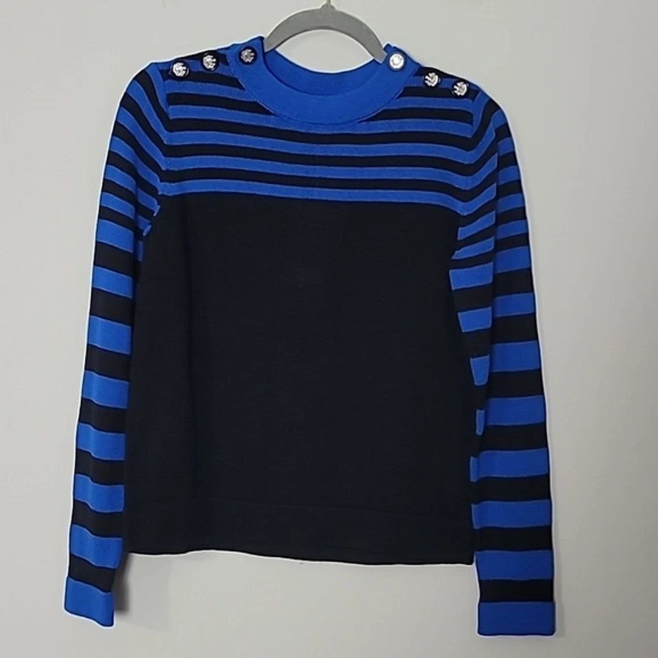 NWT Per Se Per Cruiser stripped crewneck sweater Black Sz XS - Image 3 of 4
