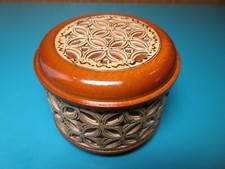 2.5" Russian Hand Made HARD STAINED WOOD & BIRCH BARK Jewelry Trinket Box 