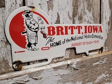 Vintage Porcelain Sign Old Hobo Clown Souvenir Iowa Carnival Fair Car Tag Topper Vintage Porcelain Sign Old Hobo Clown Souvenir Iowa Carnival Fair Car Tag Topper