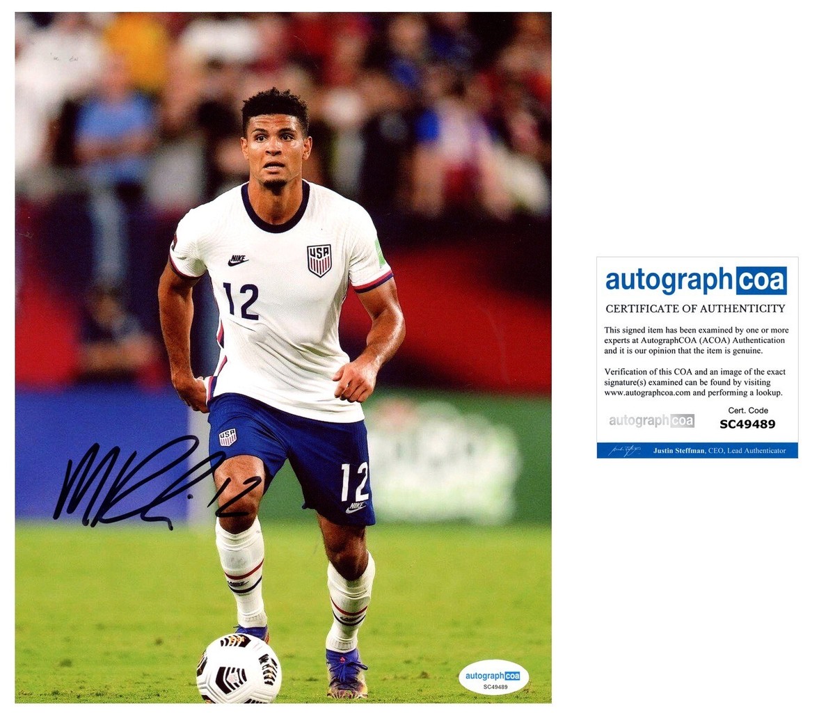 Miles Robinson Signed Team USA Soccer 8x10 Photo ACOA USMNT