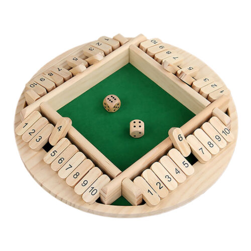 NEW 4-Player Shut The Box Dice Game Wooden Family Party Porch Pub Bar Board Game