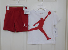 NWT 2pc Air Jordan White Red Large Logo Shirt  Shorts Set sz 2t