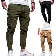 Man's Casual Joggers Pants Sweatpants Cargo Combat Loose Baggy Workout Trouser L