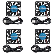 60mm Fan, 4-Pack 5Volt 0.18A USB 60x60x10mm 6010 Brushless DC 6010 5V 