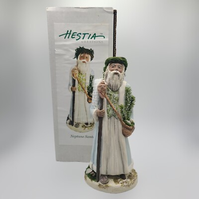 Hestia Creations NEPTUNE SANTA 8'' Hand Painted Bonded Marble Dust Figure