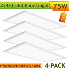 4pcs LED Flat Panel Light 75W 2X4ft Drop Ceiling Recessed Troffer Light Dimmable