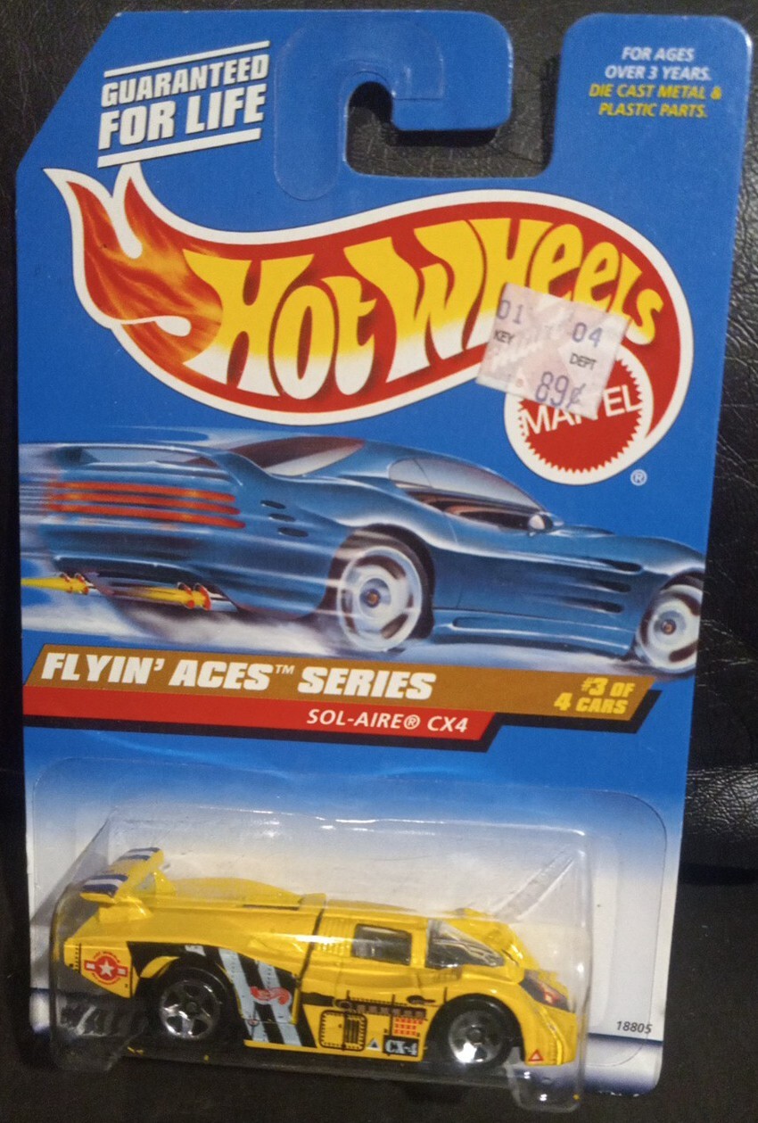 Hot Wheels 1998 Flyin' Aces Series Yellow Sol-Aire CX4 Die Cast Car - 1:64 Scale - View #10