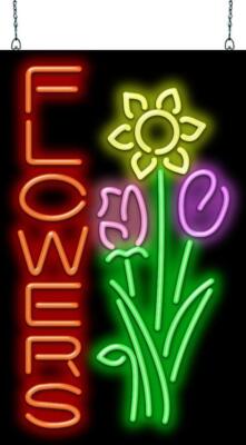 Flowers Neon Sign | Jantec | 20''x 32'' | Florist Corsage Bouquet Arrangements