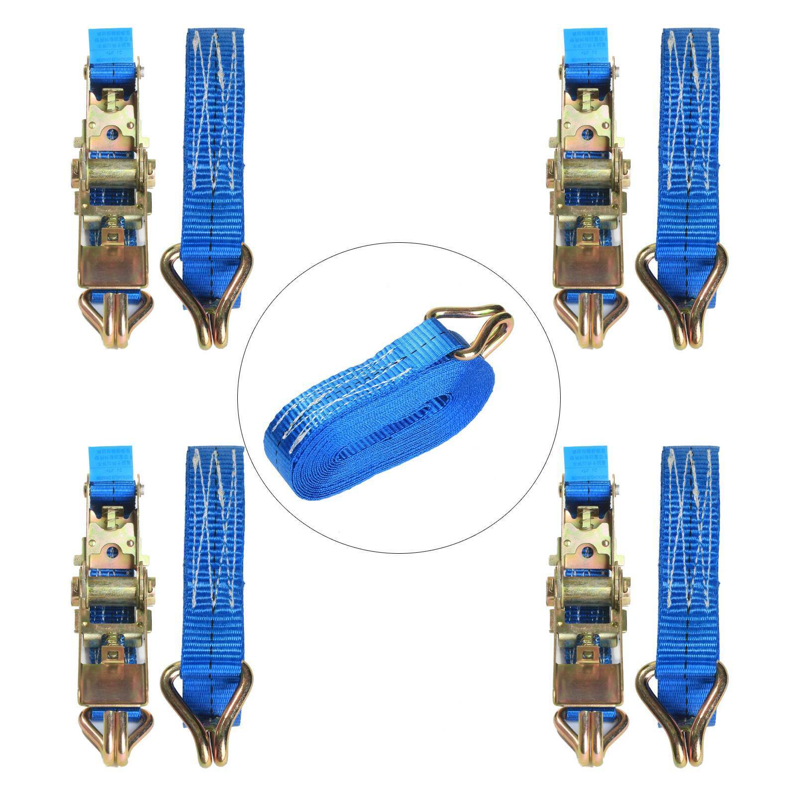 4 x 25mm 5 Meters Ratchet Tie Down Straps 800KG Claws Lorry Lashing Handy Travel