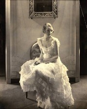 Jule Andre wearing a ruffled organdy dress from Chanel 1930s Old Photo