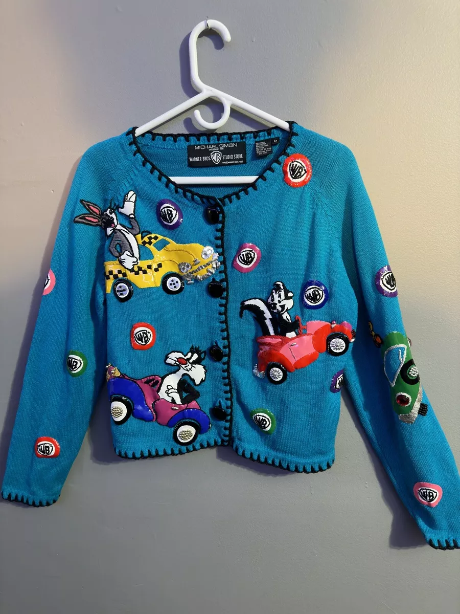 Vintage Michael Simon Looney Tunes Warner Bros Bugs Bunny Cardigan