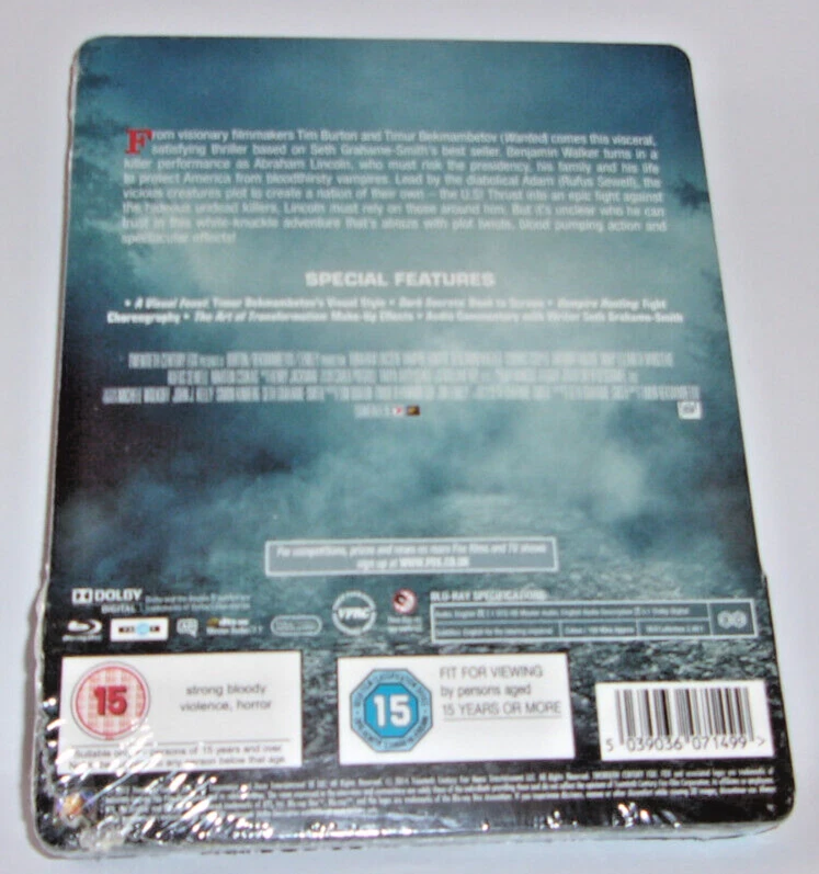 Abraham Lincoln Vampire Hunter 3D (Blu-ray, 2014) Exclusive Steelbook New/Sealed - Image 3 of 3