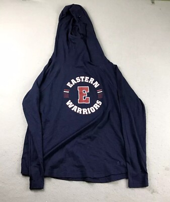 Eastern Warriors Shirt Mens Medium Blue Loose HeatGear NCAA Hooded Pullover