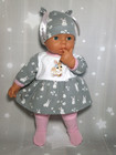3-tlg. Set Kombi Puppenkleidung Handmade Kleid Mütze Hose Re born Baby 43cm-46cm
