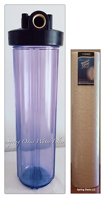 Big Fat 20'' Jumbo Size Clear Whole House Water Filter System (1''Port) + Filter