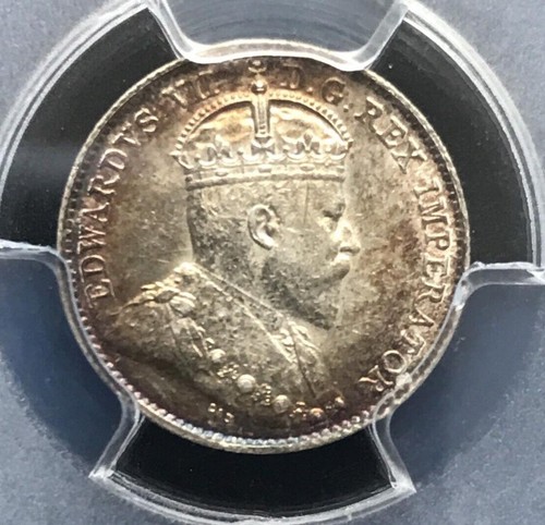 🇨🇦🇨🇦 CANADA 1910 5 CENTS Edward VII POINTED LEAVES COIN 🇨🇦🇨🇦 - Picture 3 of 4