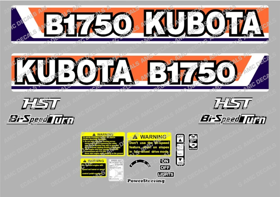 KUBOTA B1750 HST COMPACT TRACTOR DECAL STICKER